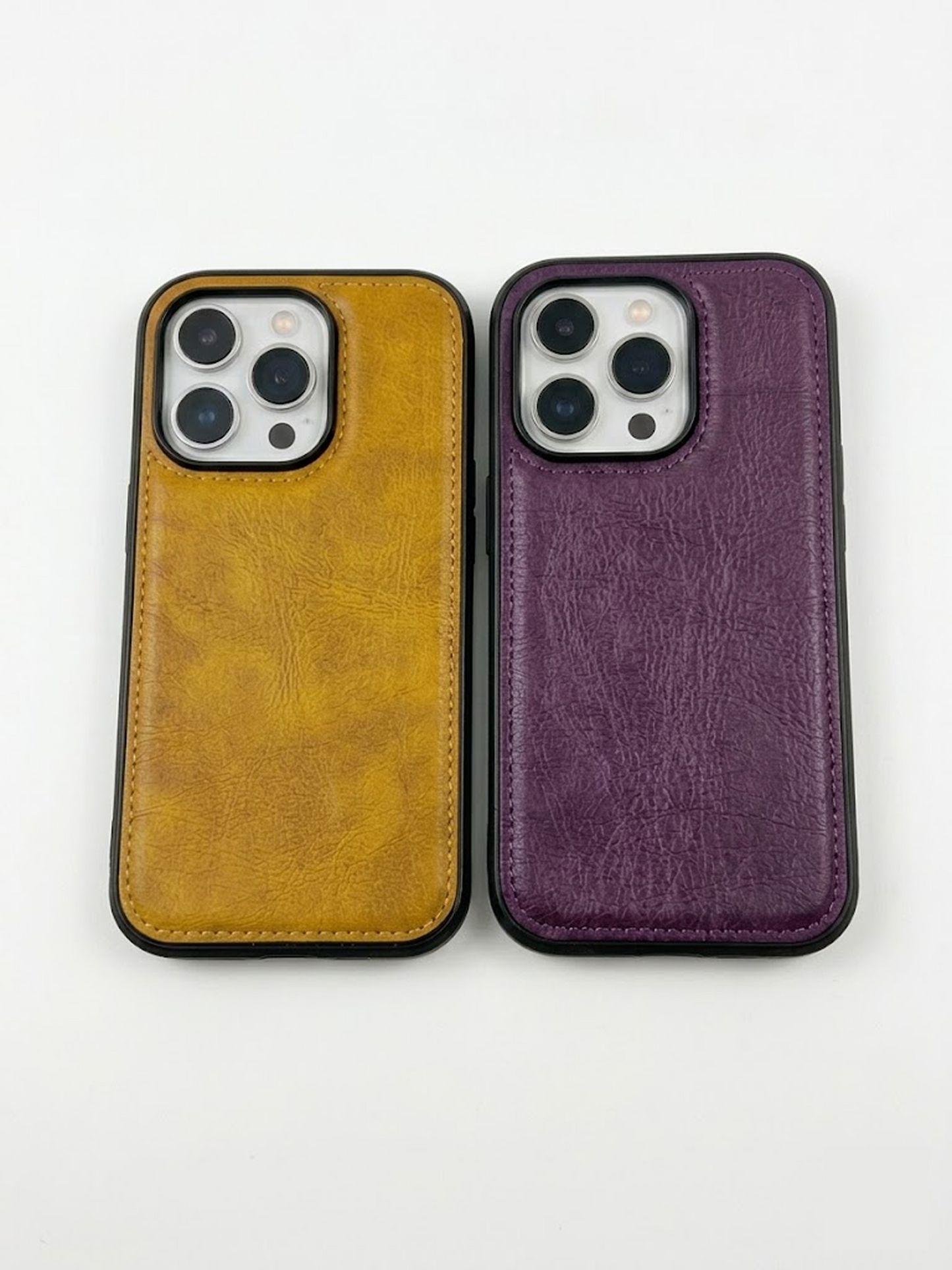 Premium Leather Texture iPhone Case – Luxury Stitched Cover For iPhone 14 Pro / 15 Pro