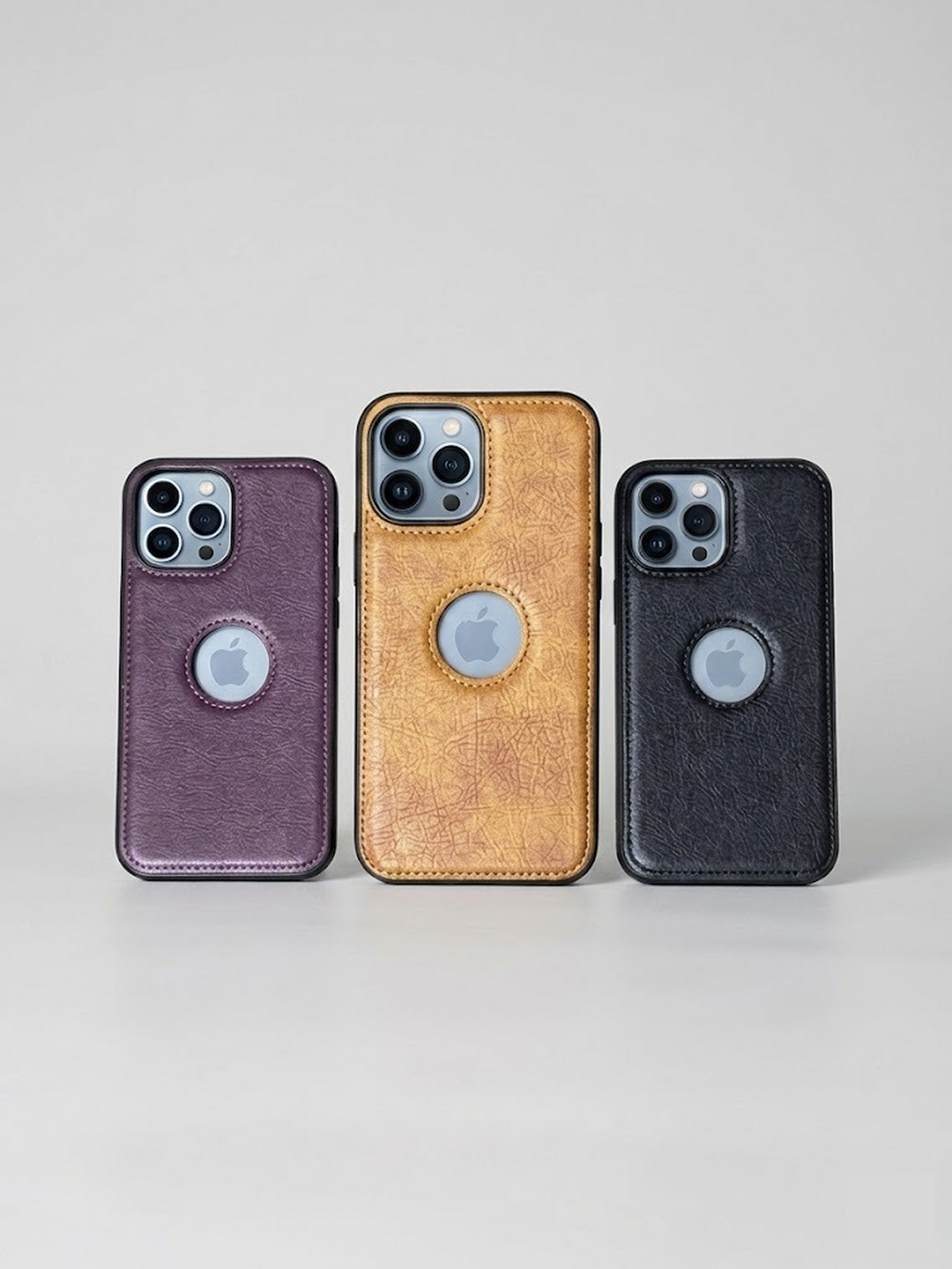 Premium Vintage Leather iPhone Case – Apple Logo Cutout For iPhone 13 Pro / 14 Pro