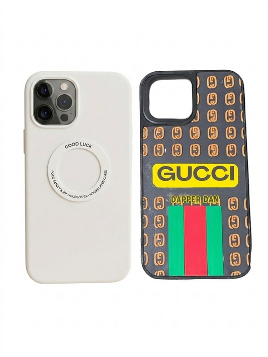 Premium Duo iPhone Case Set – Good Luck MagSafe Silicone & Gucci Dapper Dan Graphic Cover For iPhone 12 Pro / 13 Pro